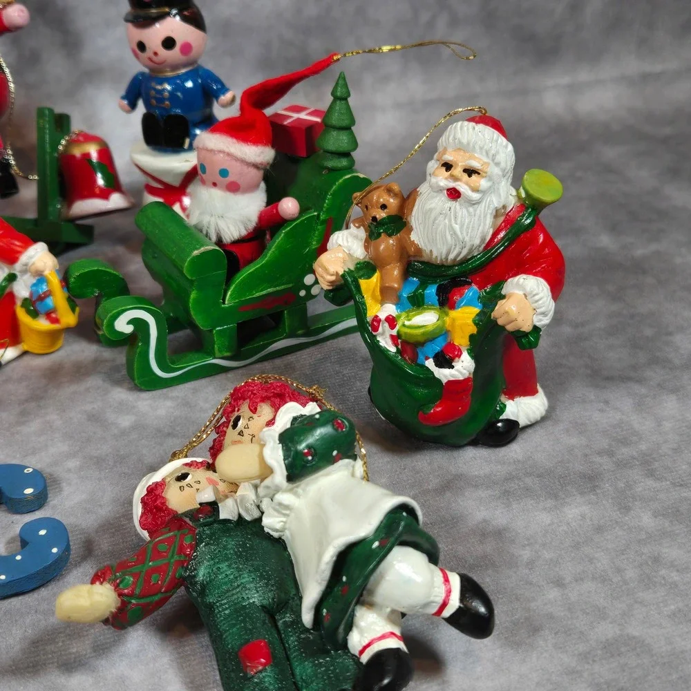 Vintage Christmas Ornaments‎ Santa Horse Raggedy Ann Lot of 13
